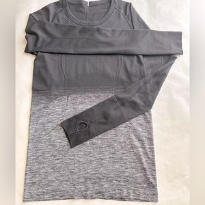 Lululemon Swiftly Tech Long Sleeve Crew, Size 8 Ombré Black and white